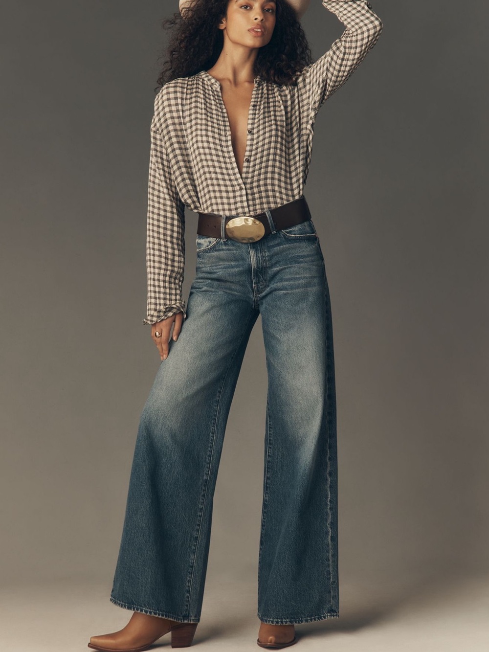 Anthropologie MOTHER The Ditcher Roller High Rise Wide Leg Jeans EUC Size 30